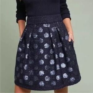Anthro Eva Franco Midnight Blue Textured Sequins Dot Dressy Mini Skirt 12